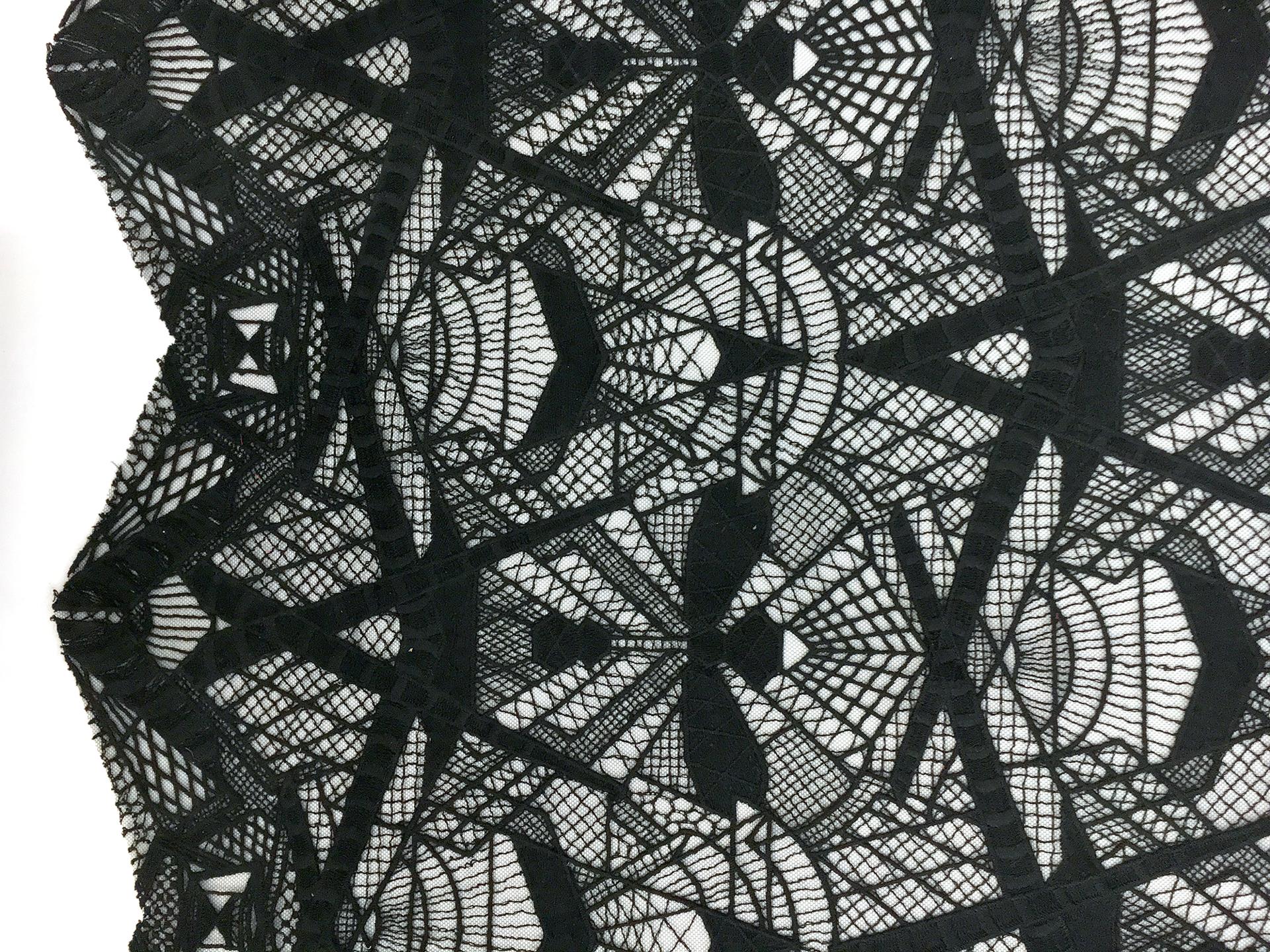 Novelty Embroidered Tulle with Art Deco Geometrics0