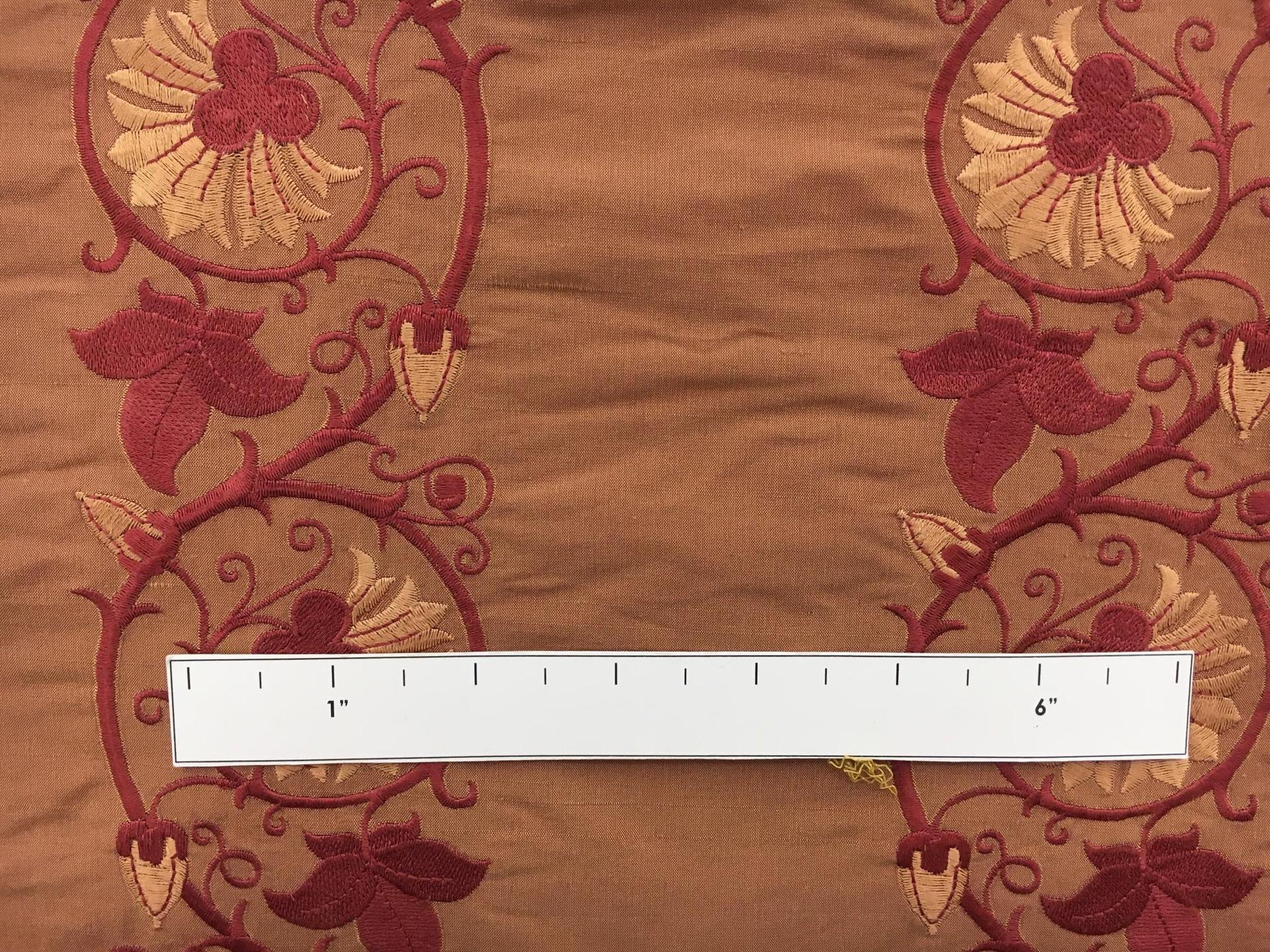 Embroidered Iridescent Silk Chiffon with Rows of Flowers1