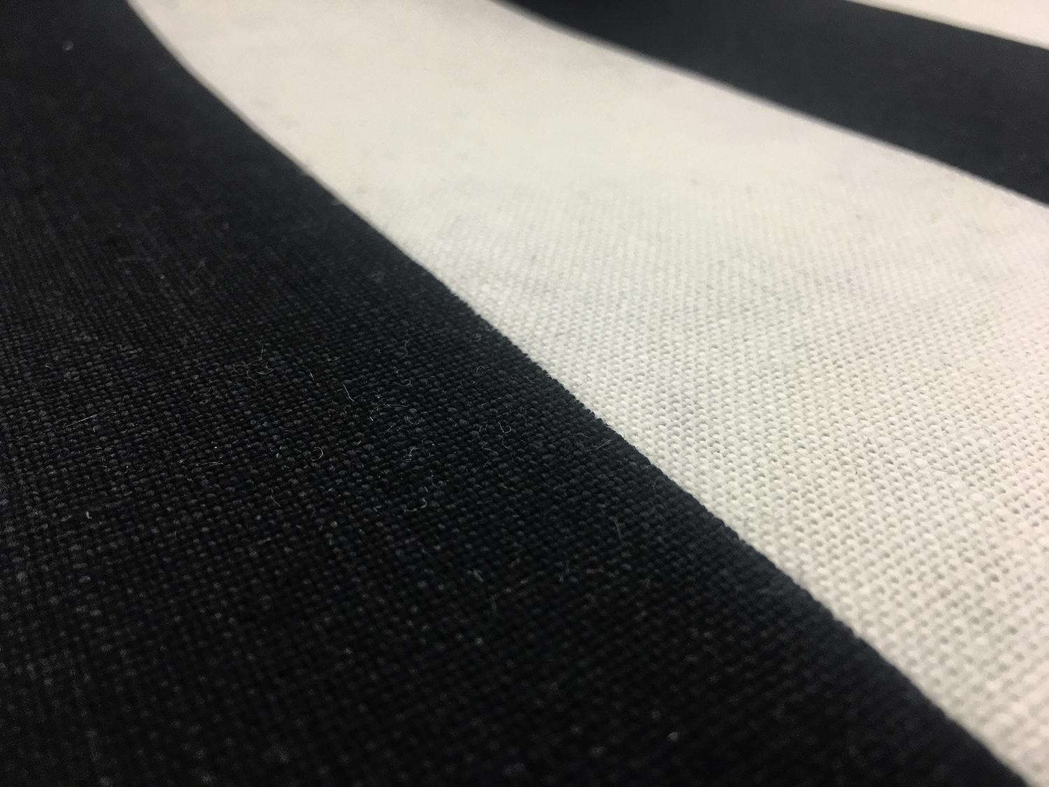 Linen Upholstery Printed Stripe in Black and Ivory2