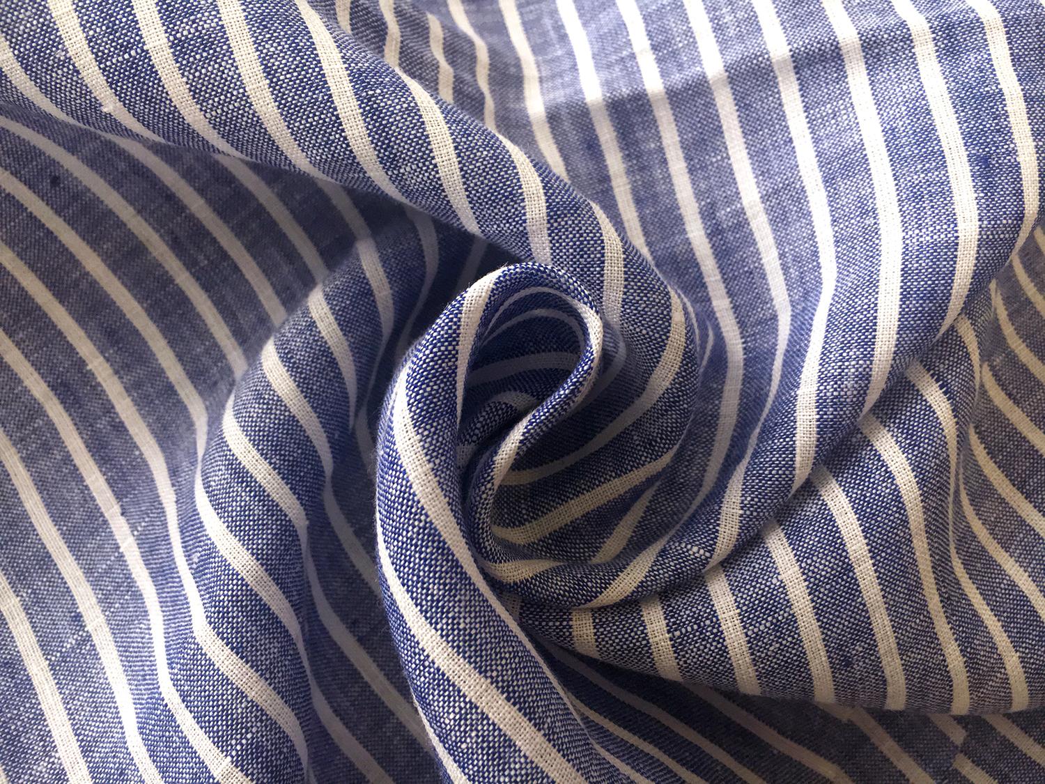 Linen Handkerchief Woven Stripe in Royal1