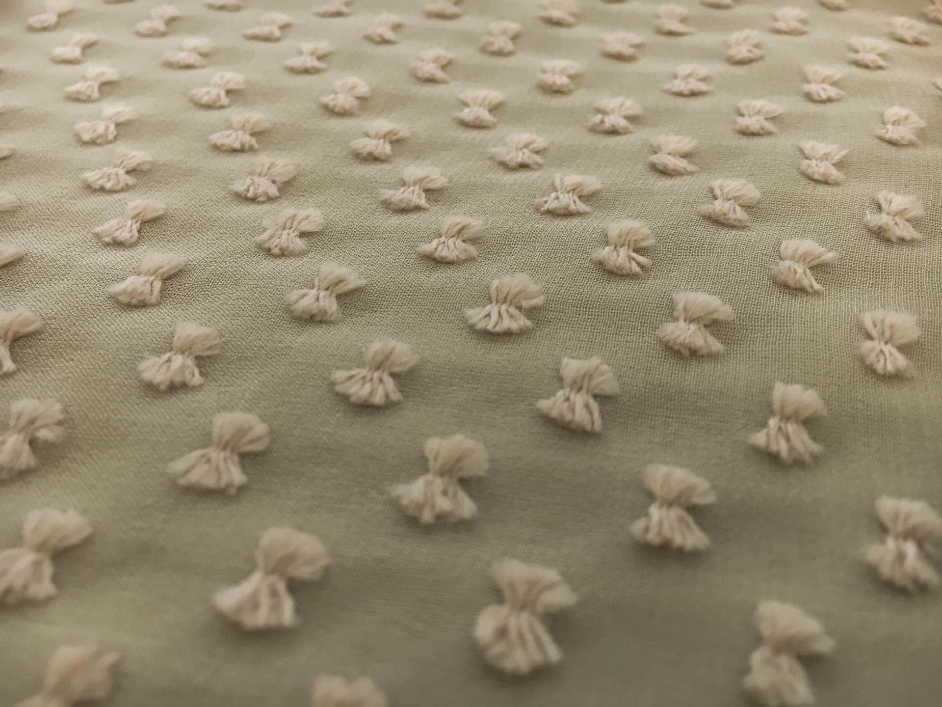 Silk and Cotton Swiss Dot Chiffon in Beige0