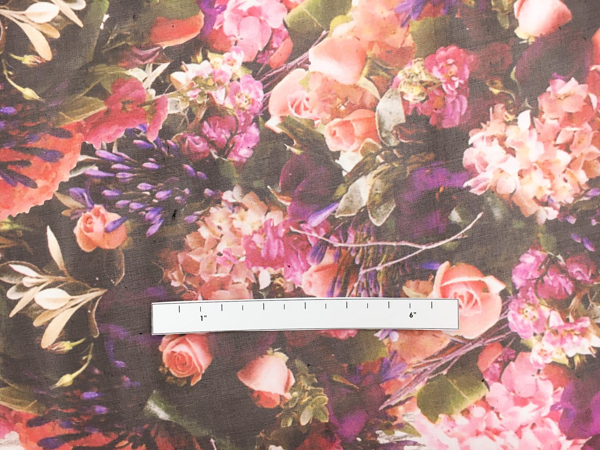 Printed Silk Organza with Floral Bouquets1