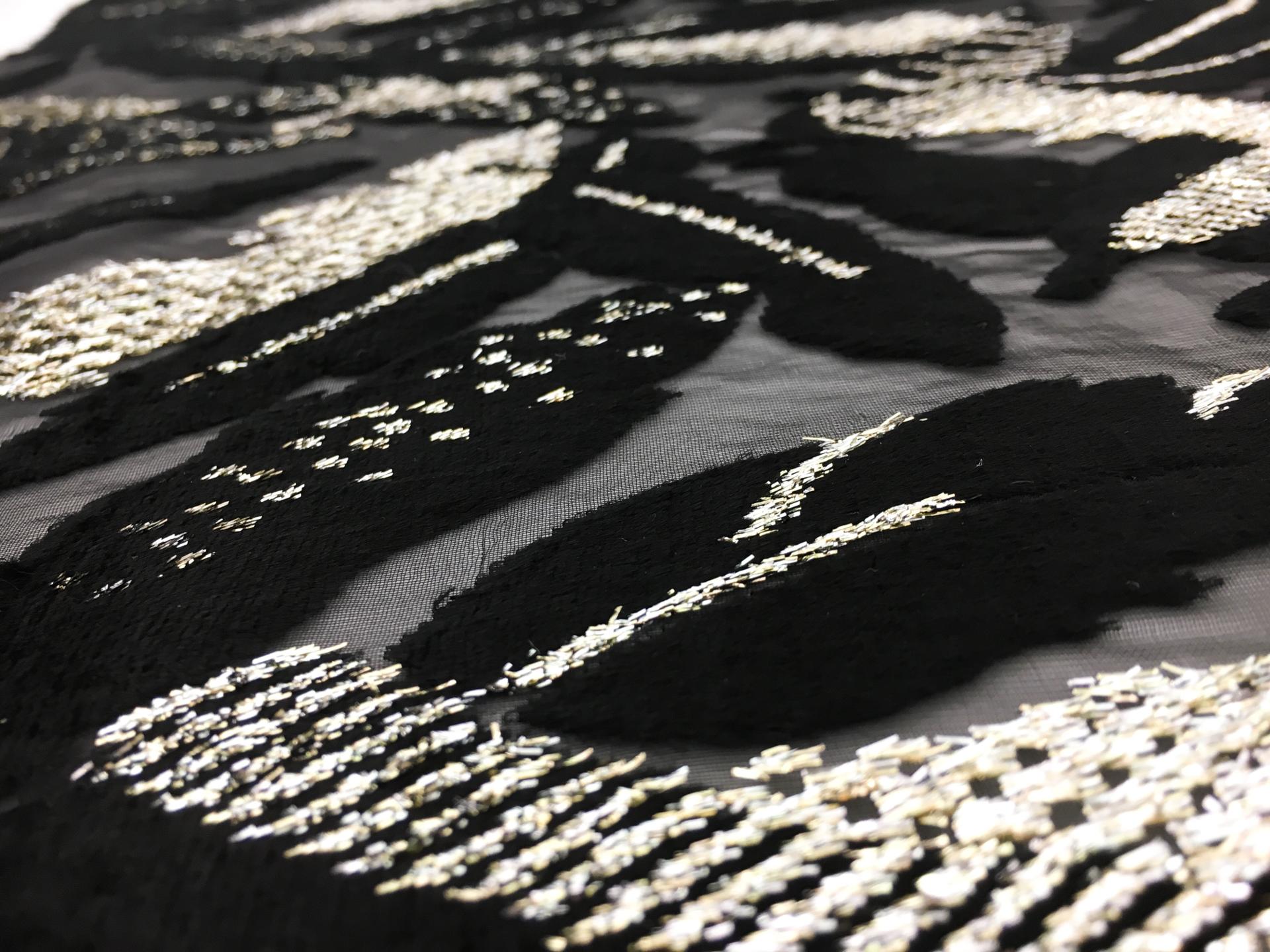 Polyester and Lurex Burnout Velvet with Large Leaves2