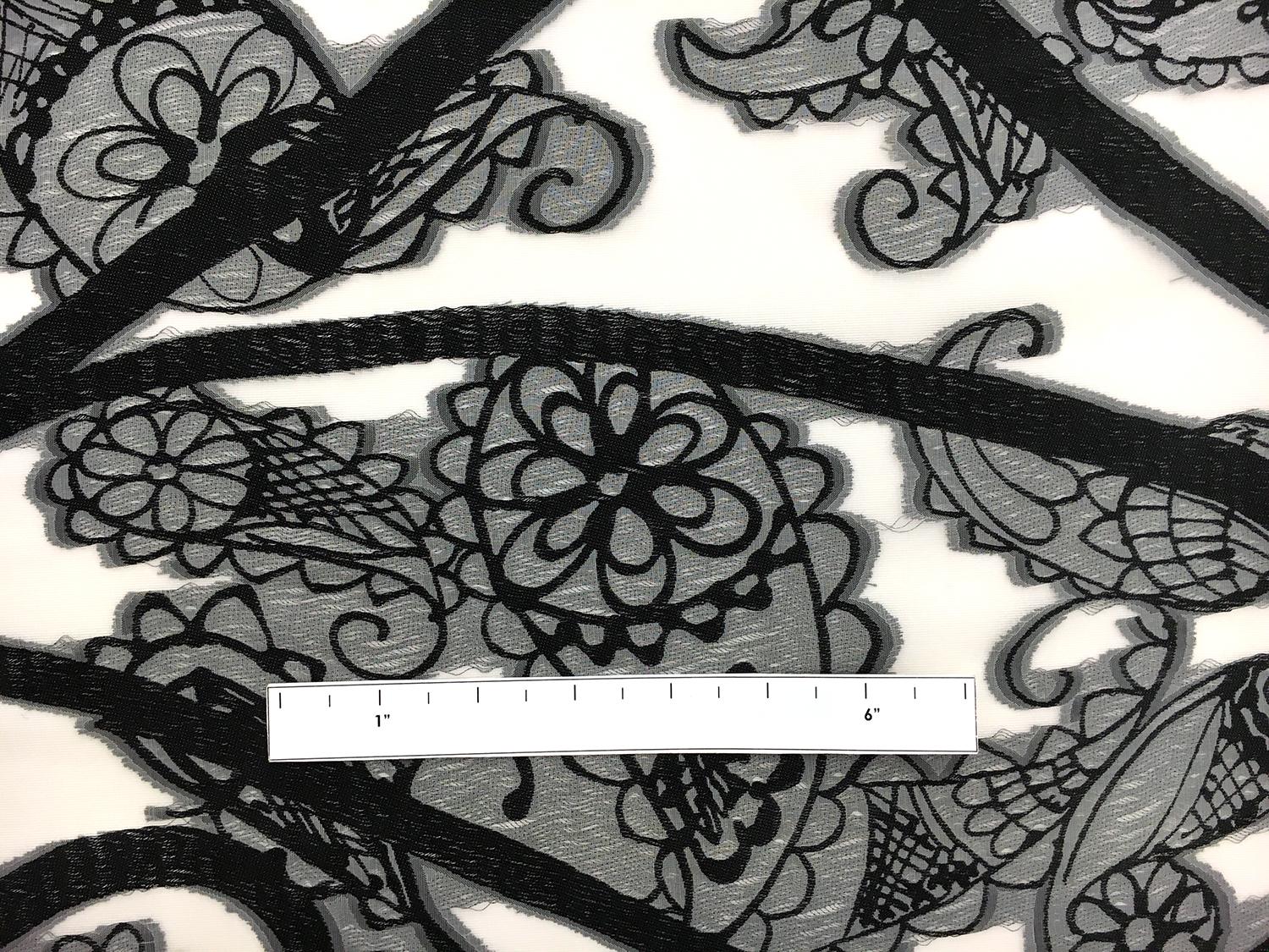 Silk and Viscose Blend Fil Coupé Chiffon with Mixed Paislies1