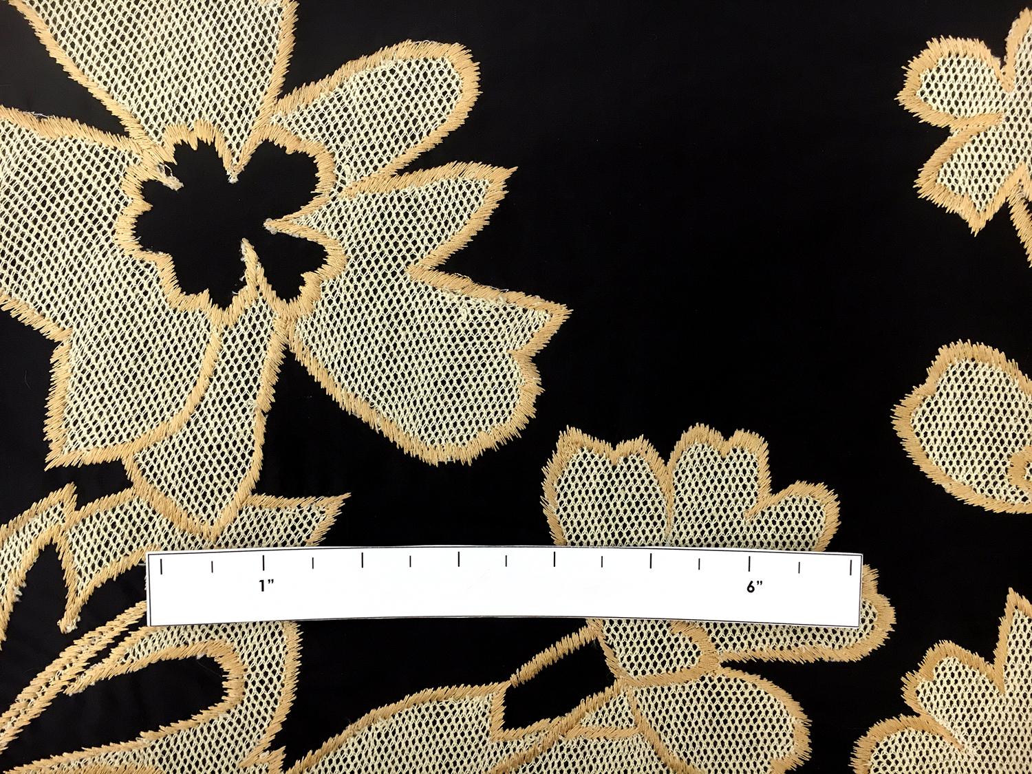 Silk Taffeta with Embroidered Flowers and Mesh1