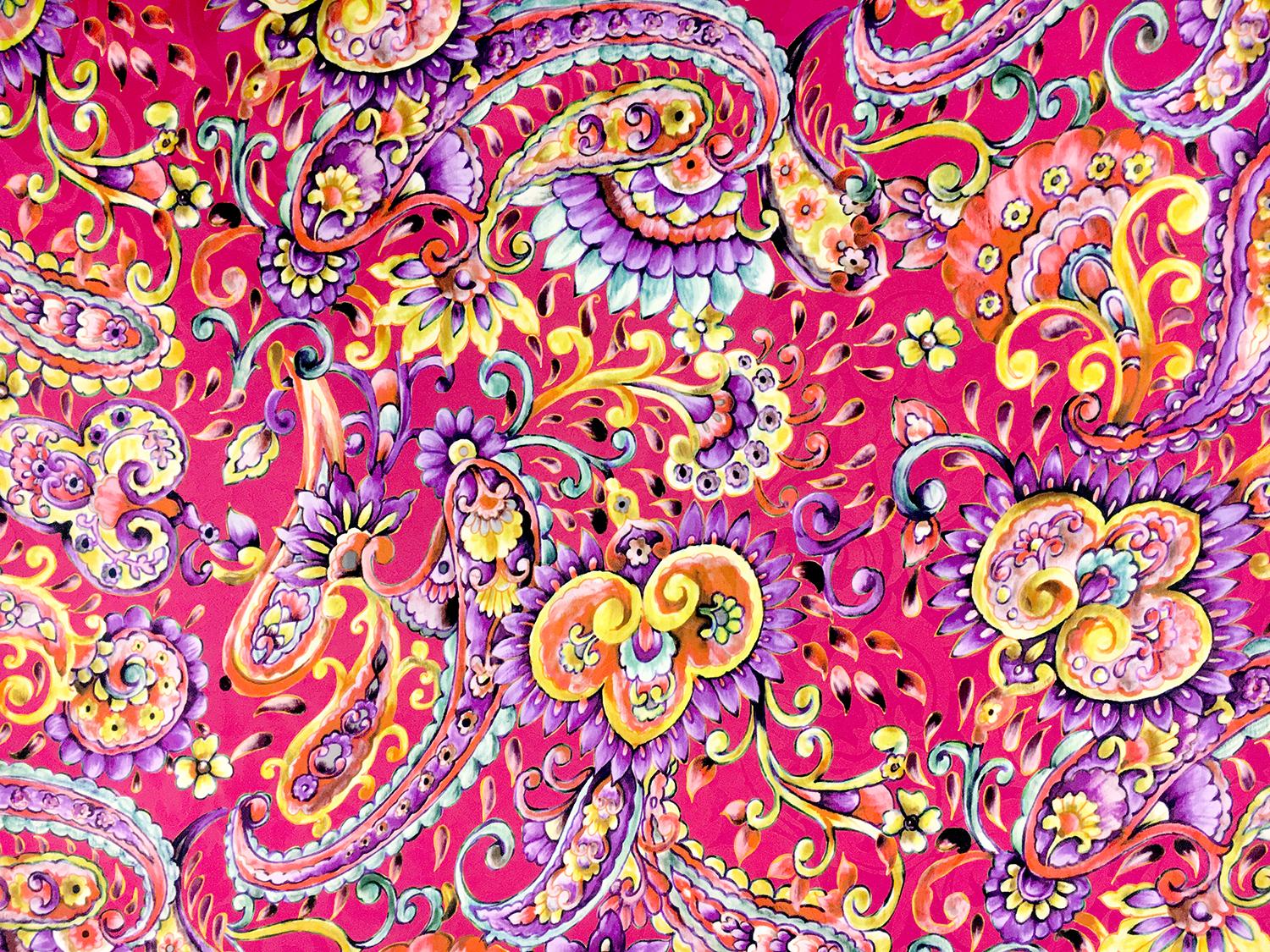 Printed Silk Jacquard with Italian Tile Paisley0