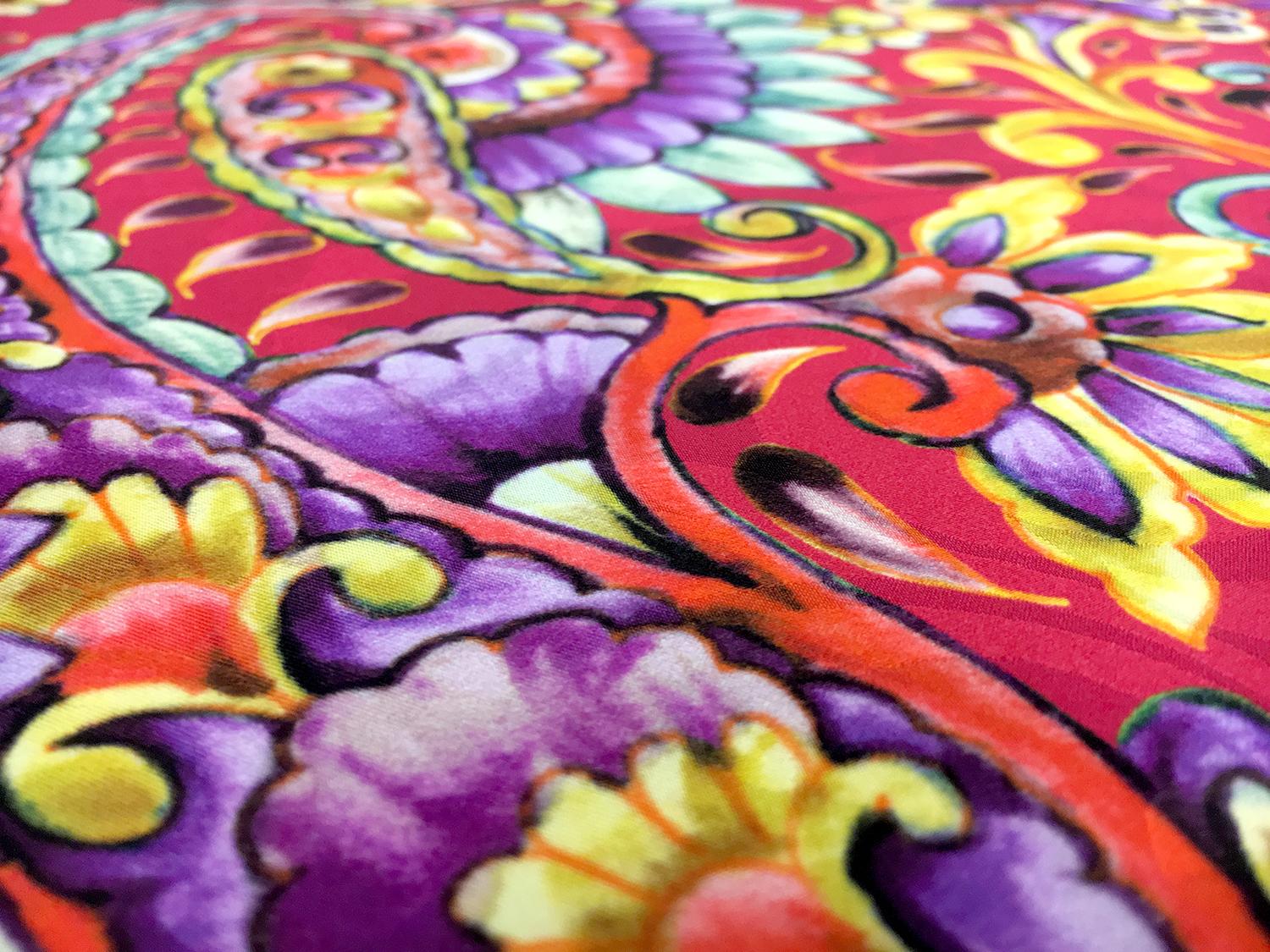Printed Silk Jacquard with Italian Tile Paisley2