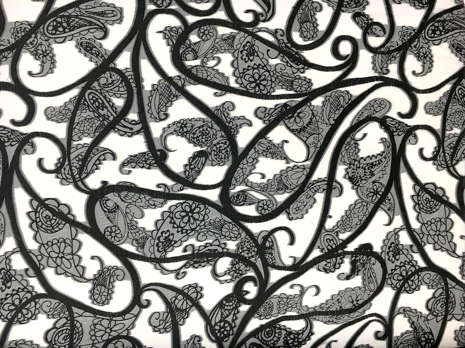 Silk and Viscose Blend Fil Coupé Chiffon with Mixed Paislies0