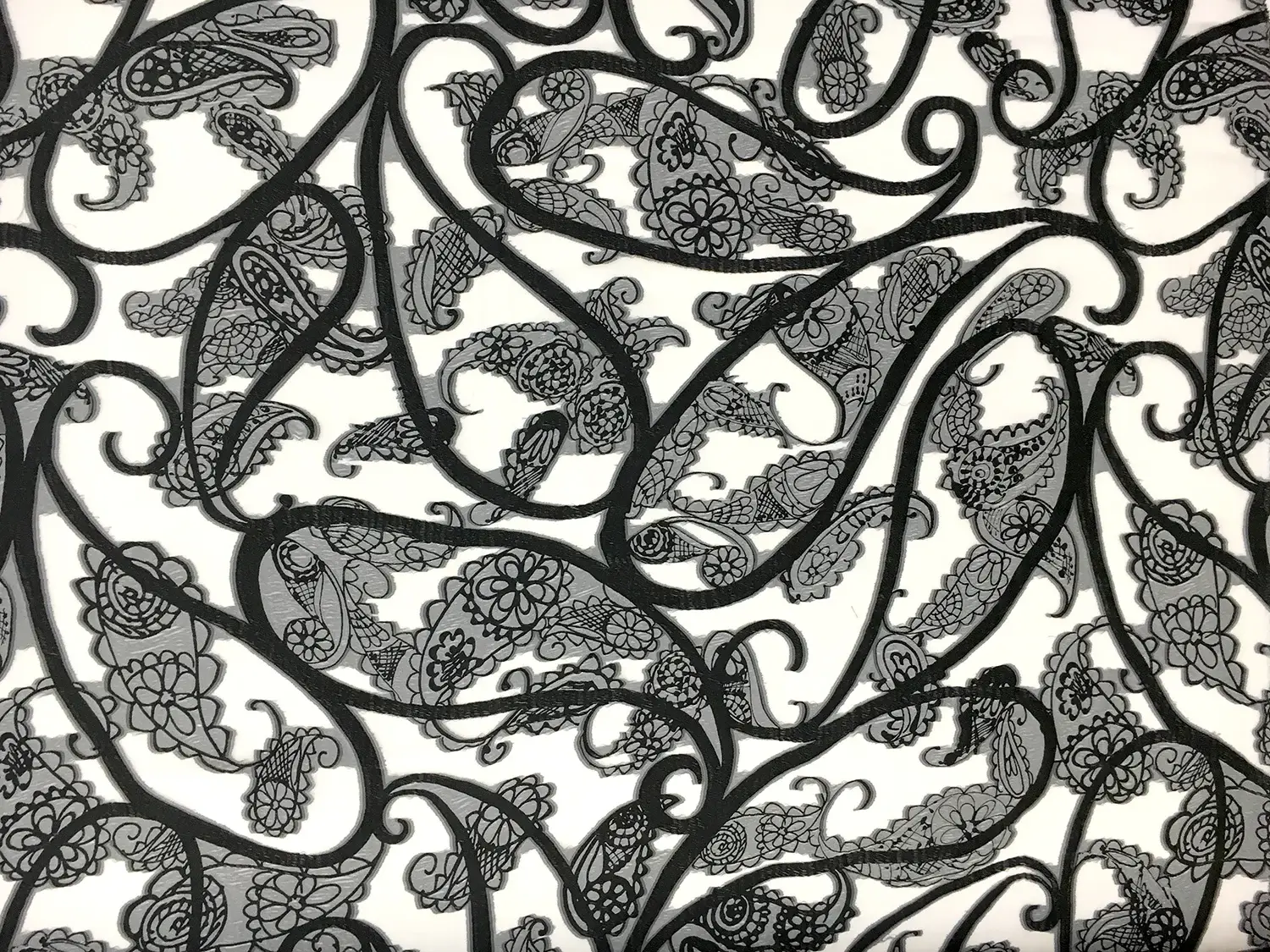 Silk and Viscose Blend Fil Coupé Chiffon with Mixed Paislies0