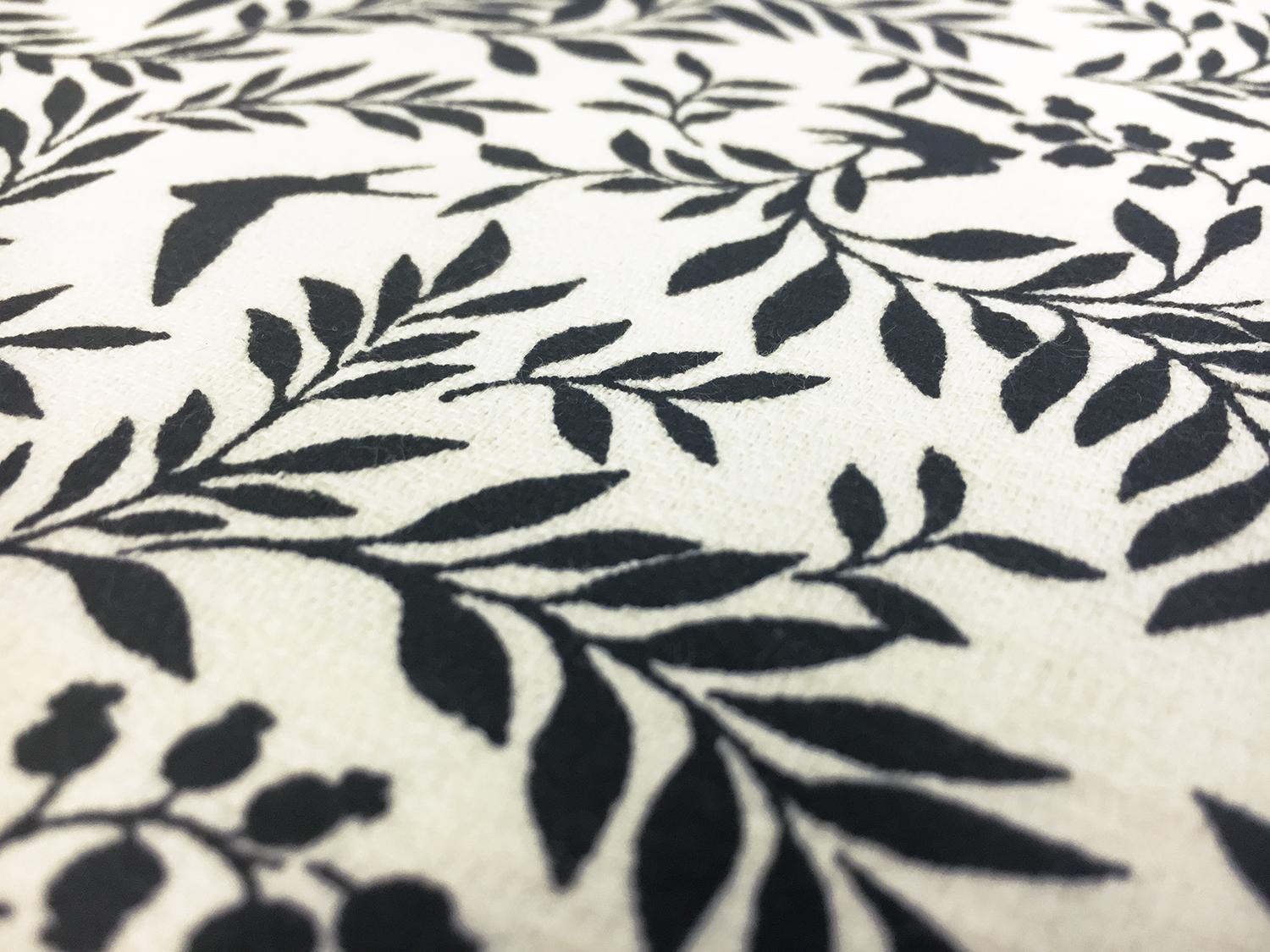 Japanese Textured Cotton Birds and Foliage Print0