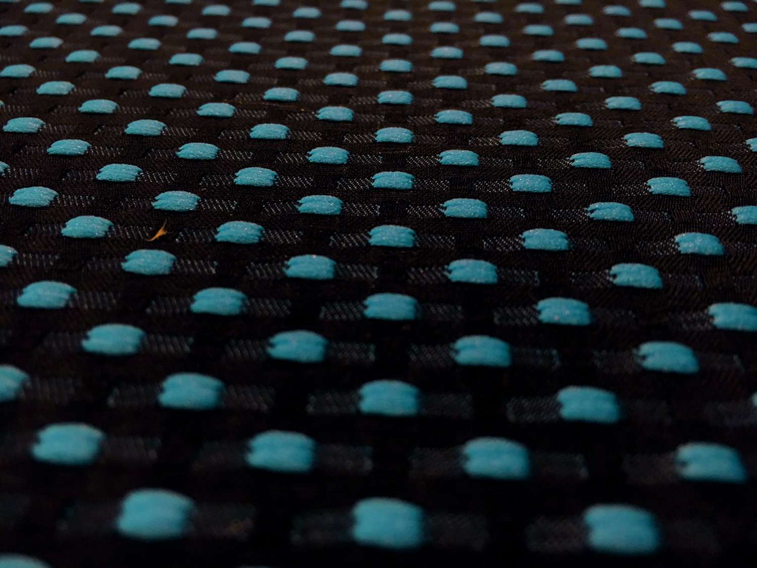 Polyester Swiss Dot Brocade with Aqua Dots0