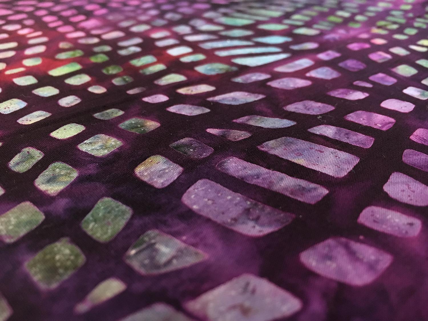 Cotton Batik With Psychedelic Print in Purple and Green3