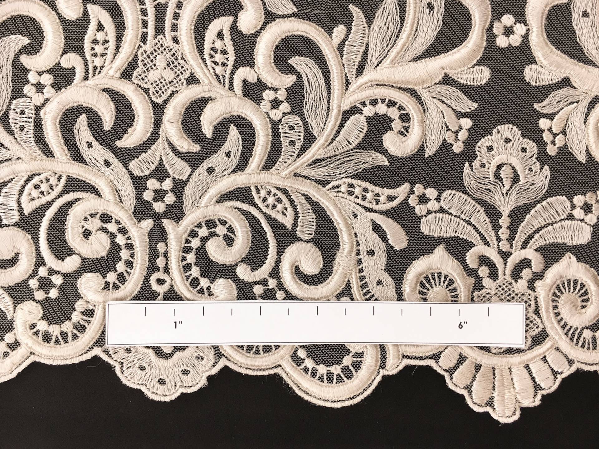 Ornate Embroidered Tulle in Nude1