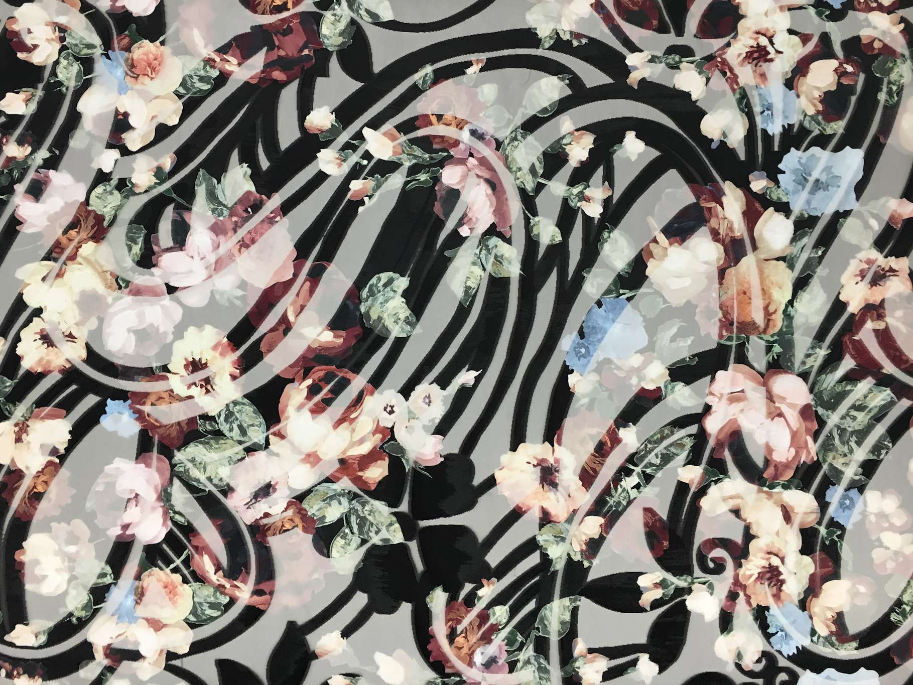 Silk Blend Printed Organza Fil Coupé0