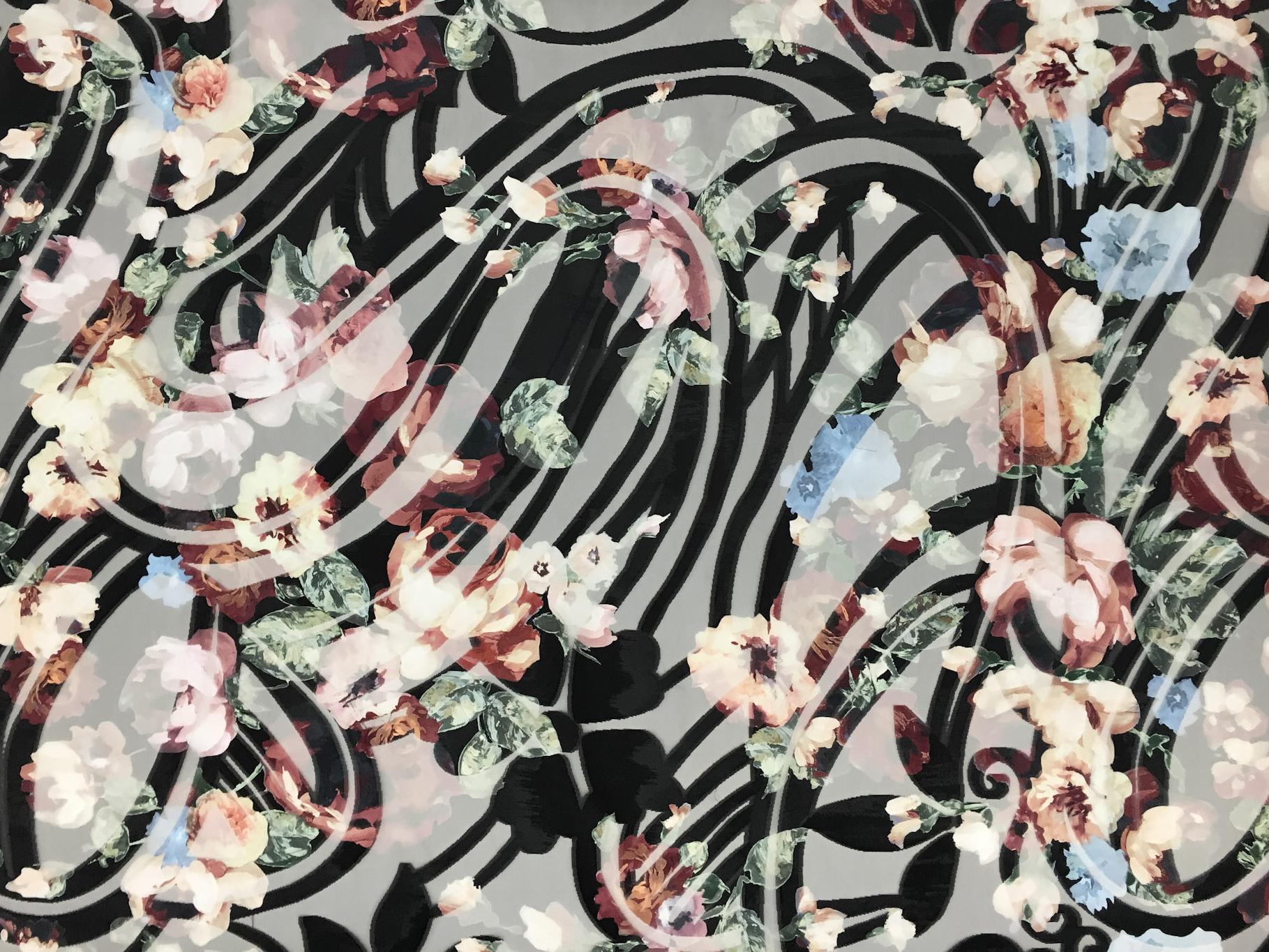 Silk Blend Printed Organza Fil Coupé0