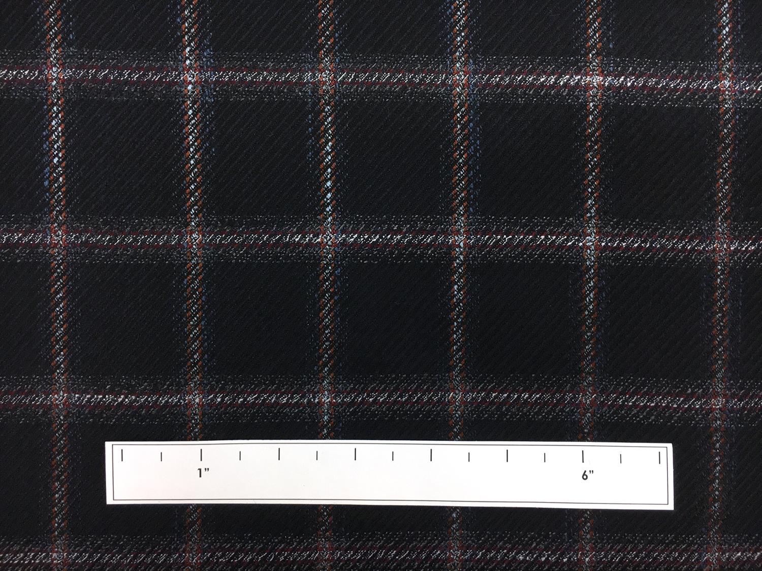 Italian Wool Bamboo Blend Windowpane Suiting in Navy1