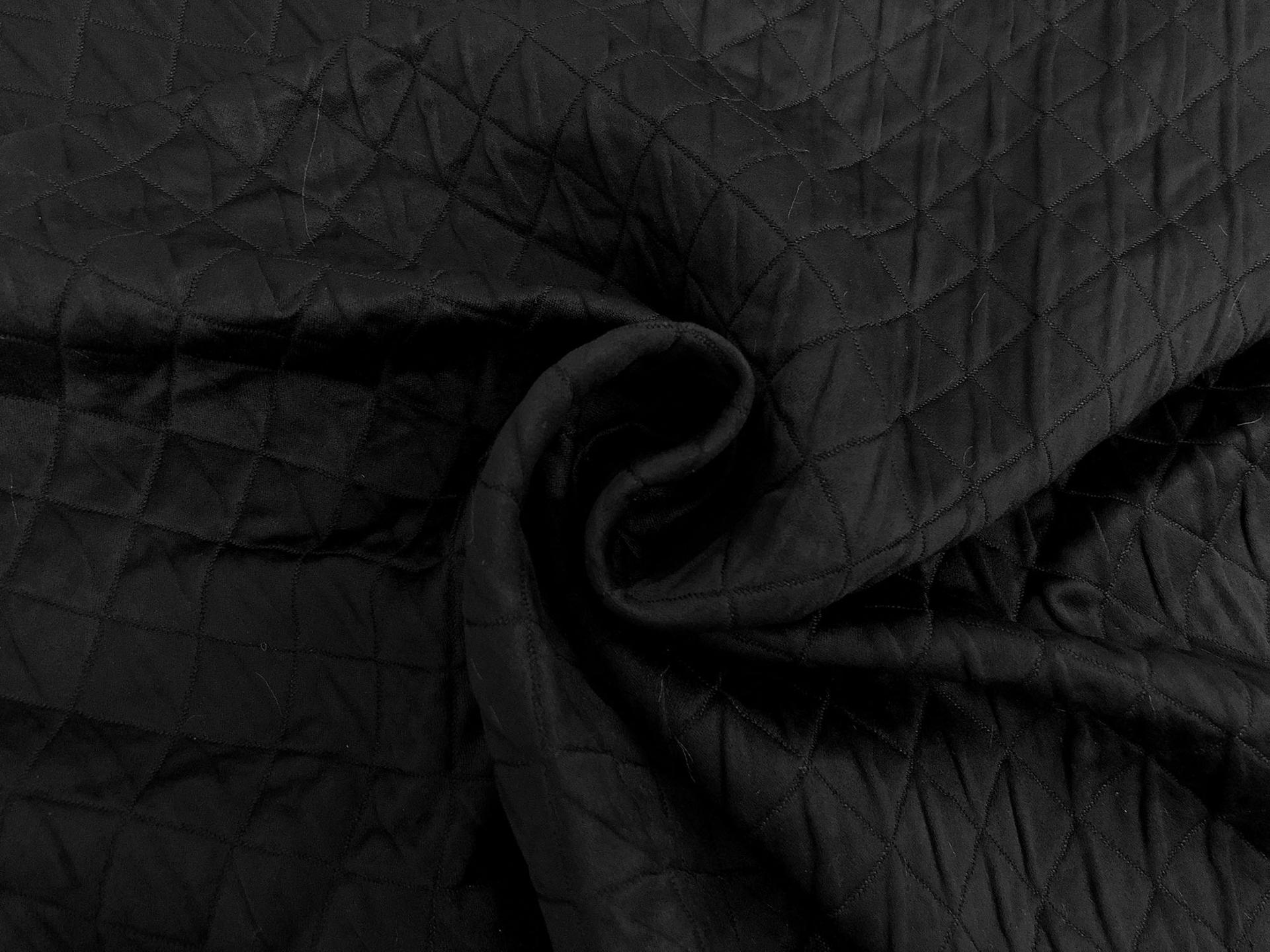 Diamond Quilted Woven Polyester in Black 1